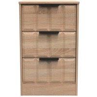 Welcome Furniture Ready Assembled New York 3 Drawer Bedside Cabinet In Bardolino Oak, Brown