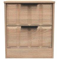 Welcome Furniture Ready Assembled New York 2 Drawer Bedside Cabinet In Bardolino Oak, Brown