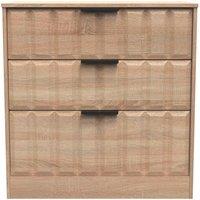 Welcome Furniture Ready Assembled New York 3 Drawer Deep Chest In Bardolino Oak, Brown