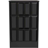 Welcome Furniture Ready Assembled New York 3 Drawer Bedside Cabinet In Deep Black & Black Matt, Black