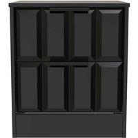 Welcome Furniture Ready Assembled New York 2 Drawer Bedside Cabinet In Deep Black & Black Matt, Black
