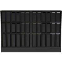 Welcome Furniture Ready Assembled New York 6 Drawer Midi Chest In Deep Black & Black Matt, Black