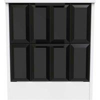 Welcome Furniture Ready Assembled New York 2 Drawer Bedside Cabinet In Deep Black & White, Black