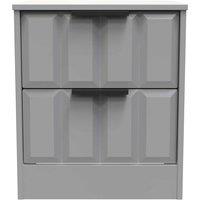 Welcome Furniture Ready Assembled New York 2 Drawer Bedside Cabinet In Dusk Grey, Grey