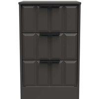 Welcome Furniture Ready Assembled New York 3 Drawer Bedside Cabinet In Graphite, Grey