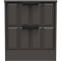 Welcome Furniture Ready Assembled New York 2 Drawer Bedside Cabinet In Graphite, Grey