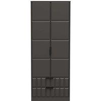 Welcome Furniture Ready Assembled New York Tall 2 Drawer Wardrobe In Graphite, Grey