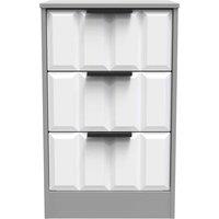 Welcome Furniture Ready Assembled New York 3 Drawer Bedside Cabinet In White Matt & Dusk Grey, White