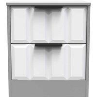 Welcome Furniture Ready Assembled New York 2 Drawer Bedside Cabinet In White Matt & Dusk Grey, White