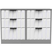Welcome Furniture Ready Assembled New York 6 Drawer Midi Chest In White Matt & Dusk Grey, White