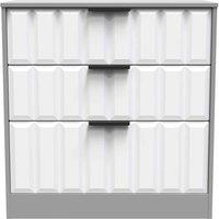Welcome Furniture Ready Assembled New York 3 Drawer Deep Chest In White Matt & Dusk Grey, White
