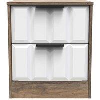 Welcome Furniture Ready Assembled New York 2 Drawer Bedside Cabinet In White Matt & Vintage Oak, White
