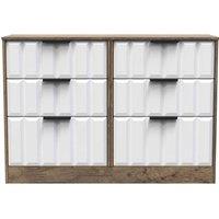 Welcome Furniture Ready Assembled New York 6 Drawer Midi Chest In White Matt & Vintage Oak, White