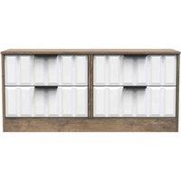 Welcome Furniture Ready Assembled New York 4 Drawer Bed Box In White Matt & Vintage Oak, White