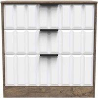 Welcome Furniture Ready Assembled New York 3 Drawer Deep Chest In White Matt & Vintage Oak, White