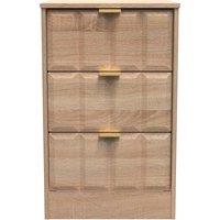 Welcome Furniture Ready Assembled New York 3 Drawer Bedside Cabinet In Bardolino Oak, Brown