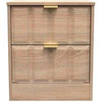 Welcome Furniture Ready Assembled New York 2 Drawer Bedside Cabinet In Bardolino Oak, Brown