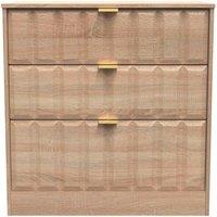 Welcome Furniture Ready Assembled New York 3 Drawer Deep Chest In Bardolino Oak, Brown