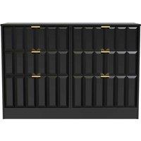 Welcome Furniture Ready Assembled New York 6 Drawer Midi Chest In Deep Black & Black Matt, Black