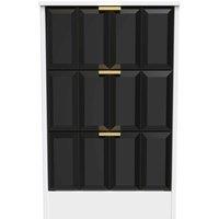 Welcome Furniture Ready Assembled New York 3 Drawer Bedside Cabinet In Deep Black & White, Black