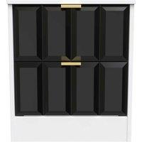 Welcome Furniture Ready Assembled New York 2 Drawer Bedside Cabinet In Deep Black & White, Black