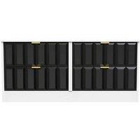 Welcome Furniture Ready Assembled New York 4 Drawer Bed Box In Deep Black & White, Black