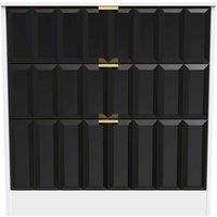 Welcome Furniture Ready Assembled New York 3 Drawer Deep Chest In Deep Black & White, Black