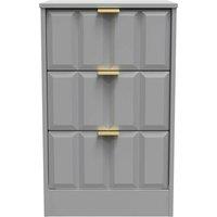 Welcome Furniture Ready Assembled New York 3 Drawer Bedside Cabinet In Dusk Grey, Grey