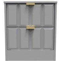 Welcome Furniture Ready Assembled New York 2 Drawer Bedside Cabinet In Dusk Grey, Grey
