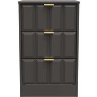 Welcome Furniture Ready Assembled New York 3 Drawer Bedside Cabinet In Graphite, Grey