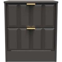Welcome Furniture Ready Assembled New York 2 Drawer Bedside Cabinet In Graphite, Grey