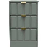 Welcome Furniture Ready Assembled New York 3 Drawer Bedside Cabinet In Reed Green, Green
