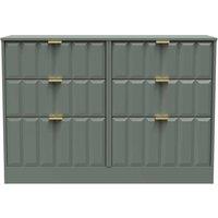 Welcome Furniture Ready Assembled New York 6 Drawer Midi Chest In Reed Green, Green