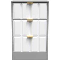 Welcome Furniture Ready Assembled New York 3 Drawer Bedside Cabinet In White Matt & Dusk Grey, White