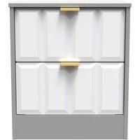 Welcome Furniture Ready Assembled New York 2 Drawer Bedside Cabinet In White Matt & Dusk Grey, White