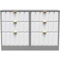 Welcome Furniture Ready Assembled New York 6 Drawer Midi Chest In White Matt & Dusk Grey, White