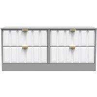 Welcome Furniture Ready Assembled New York 4 Drawer Bed Box In White Matt & Dusk Grey, White