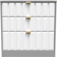 Welcome Furniture Ready Assembled New York 3 Drawer Deep Chest In White Matt & Dusk Grey, White