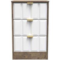 Welcome Furniture Ready Assembled New York 3 Drawer Bedside Cabinet In White Matt & Vintage Oak, White
