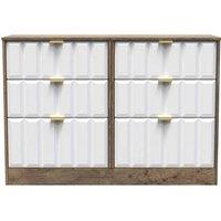Welcome Furniture Ready Assembled New York 6 Drawer Midi Chest In White Matt & Vintage Oak, White