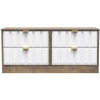 Welcome Furniture Ready Assembled New York 4 Drawer Bed Box In White Matt & Vintage Oak, White