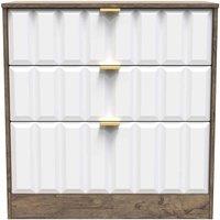 Welcome Furniture Ready Assembled New York 3 Drawer Deep Chest In White Matt & Vintage Oak, White