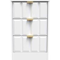Welcome Furniture Ready Assembled New York 3 Drawer Bedside Cabinet In White Matt, White