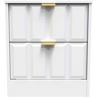 Welcome Furniture Ready Assembled New York 2 Drawer Bedside Cabinet In White Matt, White