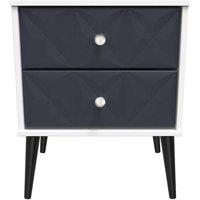Welcome Furniture Ready Assembled Pixel 2 Drawer Bedside Cabinet In Indigo Matt & White, Blue
