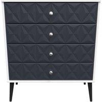 Welcome Furniture Ready Assembled Pixel 4 Drawer Chest In Indigo Matt & White, Blue