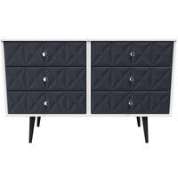 Welcome Furniture Ready Assembled Pixel 6 Drawer Midi Chest In Indigo Matt & White, Blue