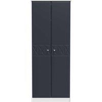 Welcome Furniture Ready Assembled Pixel Tall Plain Wardrobe In Indigo Matt & White, Blue