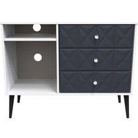 Welcome Furniture Ready Assembled Pixel 3 Drawer Tv Unit With Legs In Indigo Matt & White, Blue