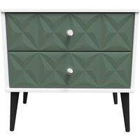 Welcome Furniture Ready Assembled Pixel 2 Drawer Midi Chest In Labrador Green & White, Green